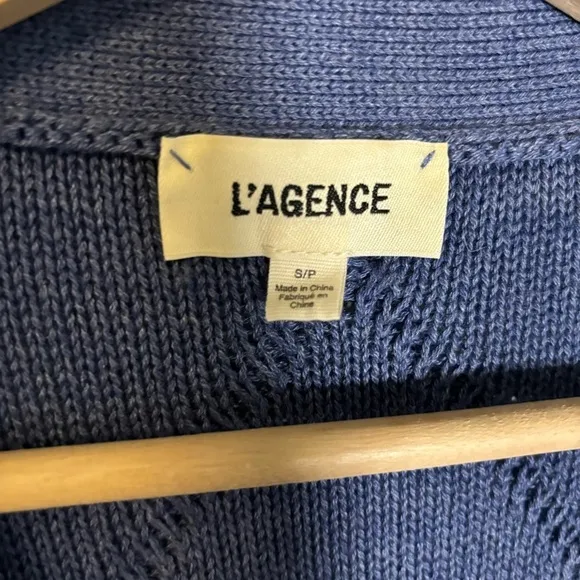 L’Agence Women’s Mica Belted Cable Knit Cardigan Blue