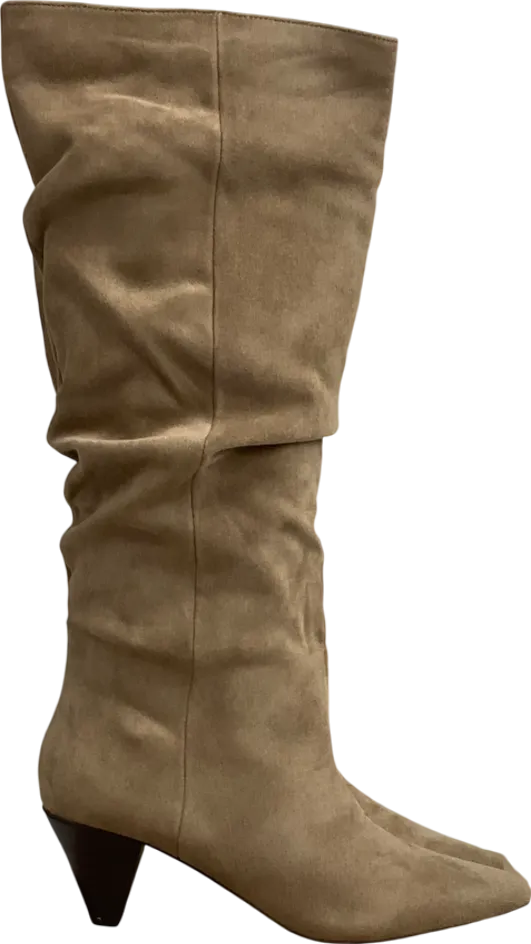 love & roses Beige Camel Mid Heel Ruched High Leg Boot UK 5 EU 38 👠