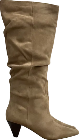 love & roses Beige Camel Mid Heel Ruched High Leg Boot UK 5 EU 38 👠