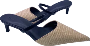 M&S Black Woven Pointed Toe Heeled Mules UK 8 EU 41 👠