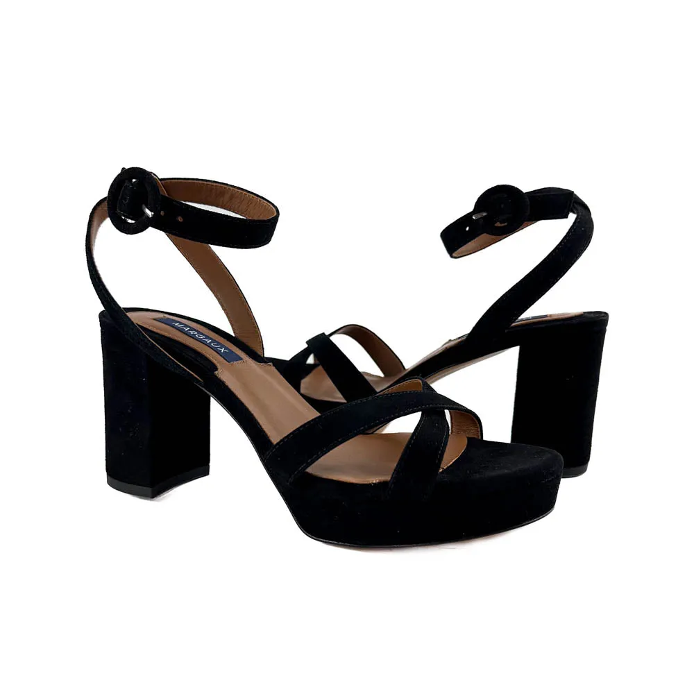 Margaux - The Platform Sandal (Black Suede)