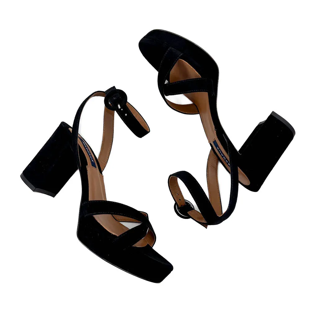 Margaux - The Platform Sandal (Black Suede)