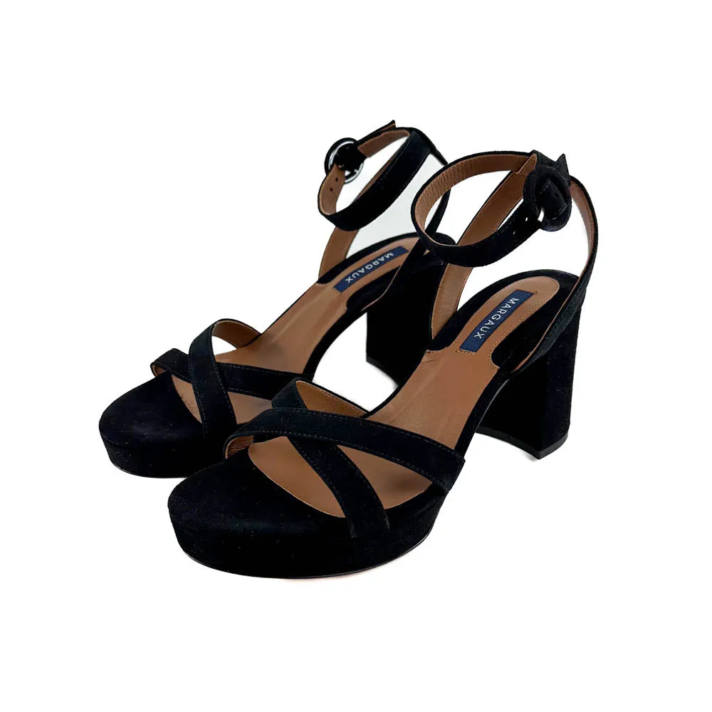 Margaux - The Platform Sandal (Black Suede)