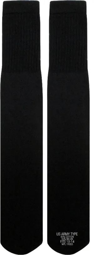Mens Military Long Tube Socks Pair - Size 10 - 14, US Made