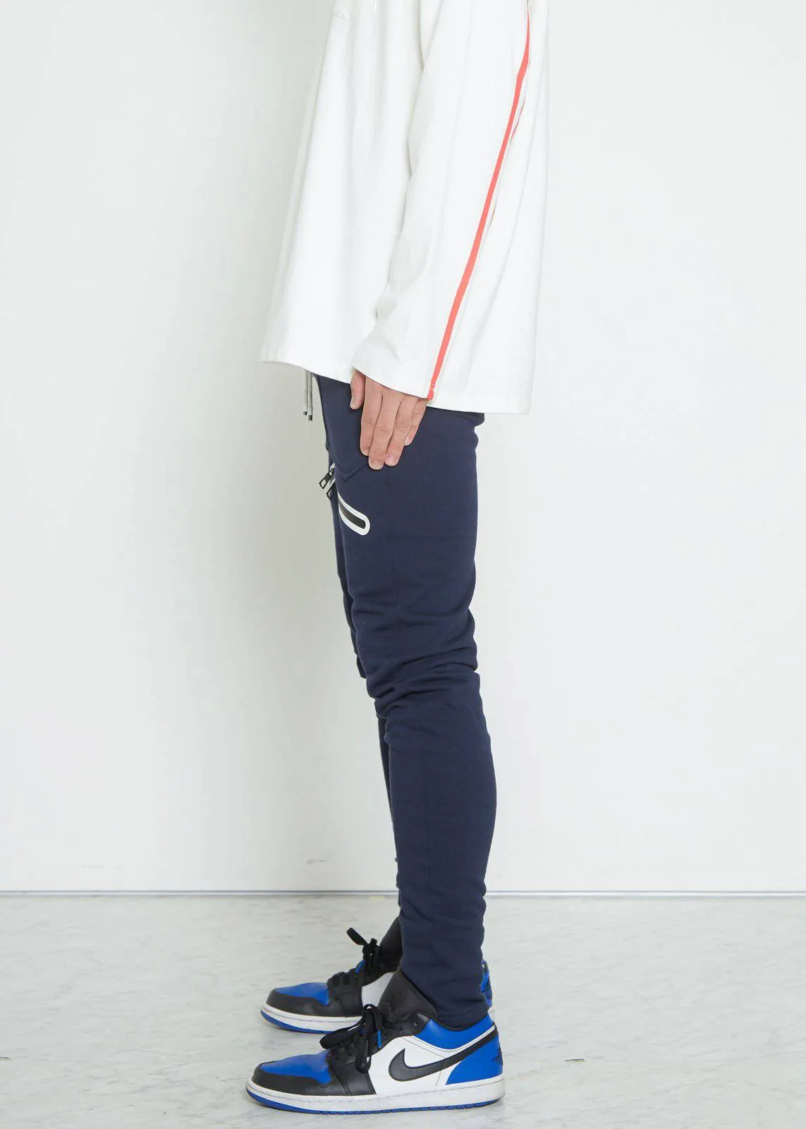 Men's  Zipper Pocket French Terry Sweatpants in Navy
