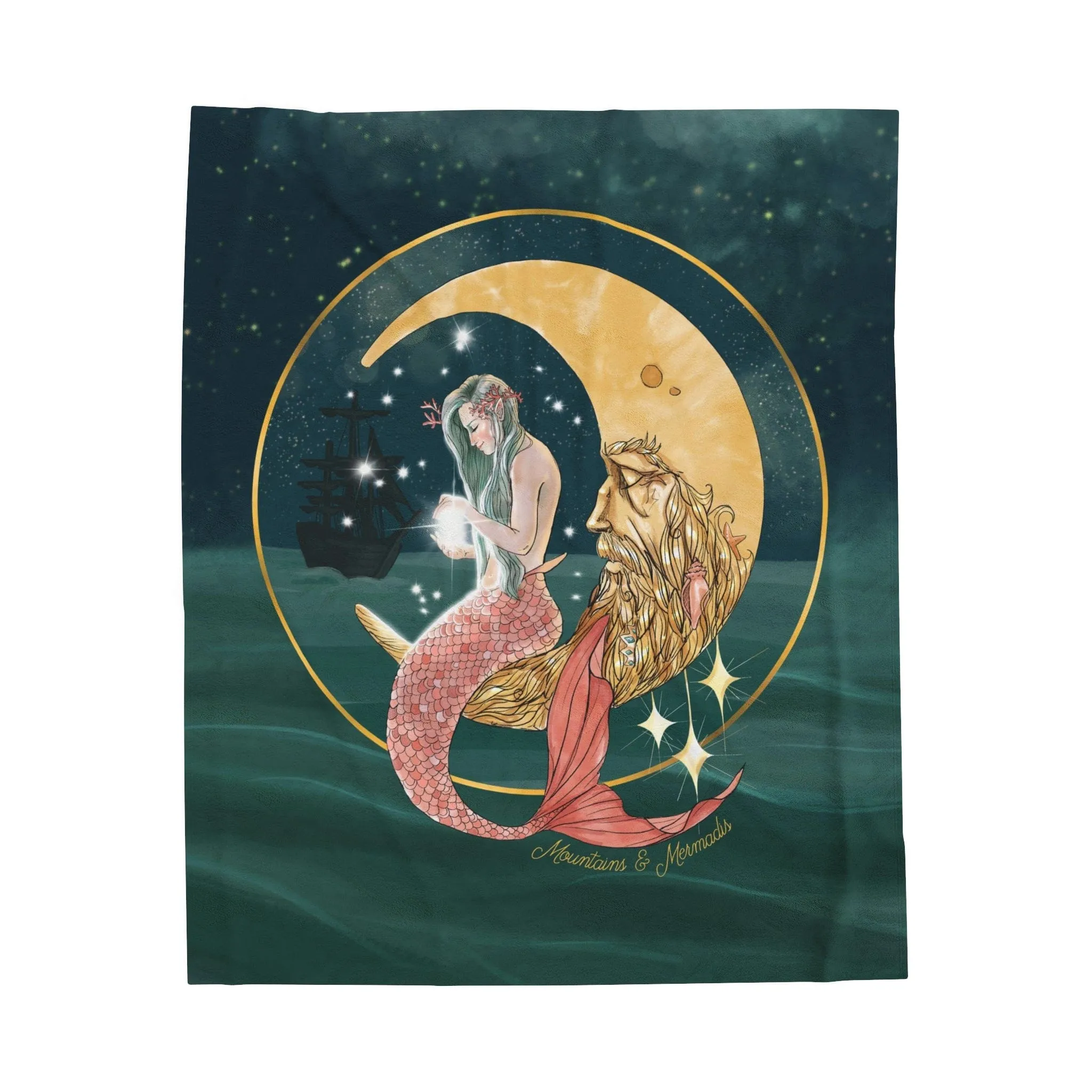 Mermaid In The Moon Plush Blanket