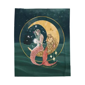 Mermaid In The Moon Plush Blanket