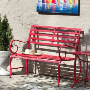 Metal Garden Bench, Red,8mb002