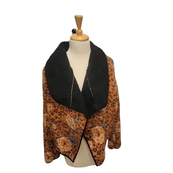 MINKPINK Leopard floral Sherpa Jacket size large