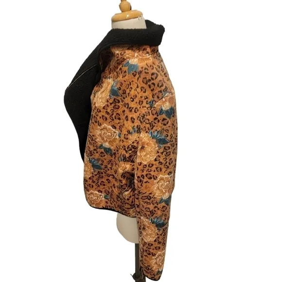 MINKPINK Leopard floral Sherpa Jacket size large