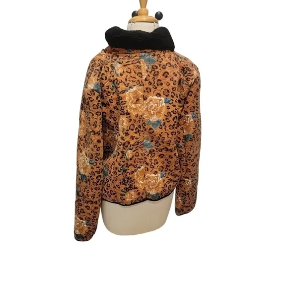 MINKPINK Leopard floral Sherpa Jacket size large