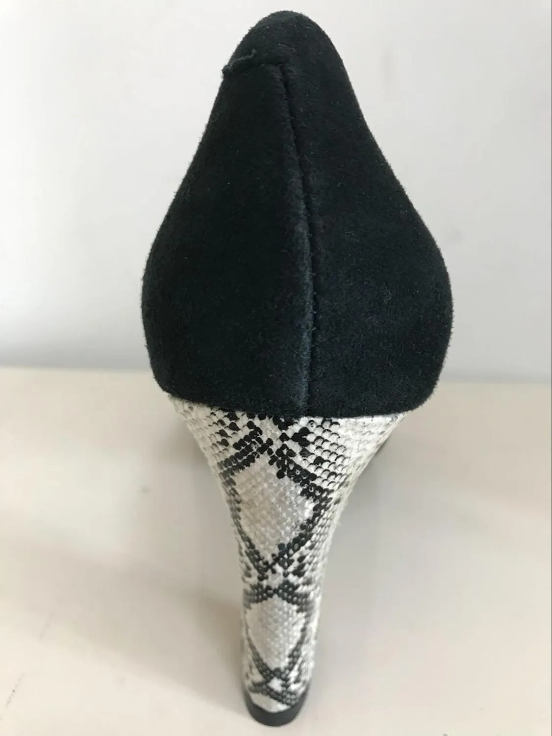 New black office lady sandals high heel women shoes suede lambskin square heel snake skin covered