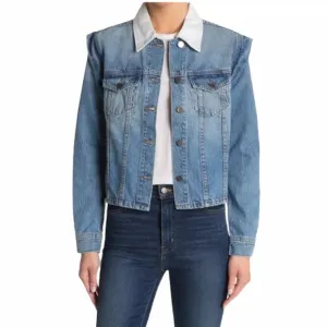 NEW Bldwn Avery Contrast Collar Denim Jacket