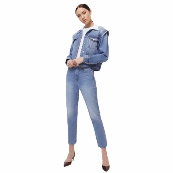 NEW Bldwn Avery Contrast Collar Denim Jacket