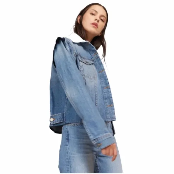 NEW Bldwn Avery Contrast Collar Denim Jacket