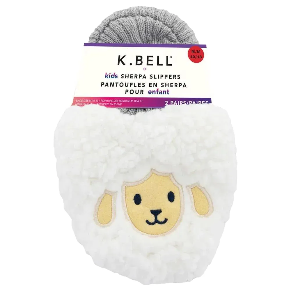NEW K.Bell Kid's Sherpa Slippers | 2 Pack!! Includes Pink Rabbit & White Llama, Sz L Fits Kids Sz 13-4 (6-10 Year) Retails $15
