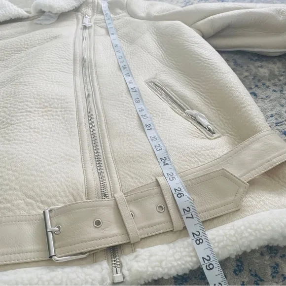 NEW Suede Sherpa Lined Winter Jacket Creamy White