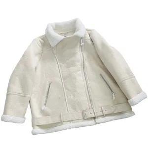 NEW Suede Sherpa Lined Winter Jacket Creamy White