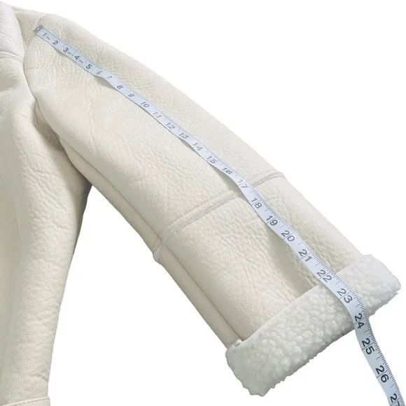 NEW Suede Sherpa Lined Winter Jacket Creamy White