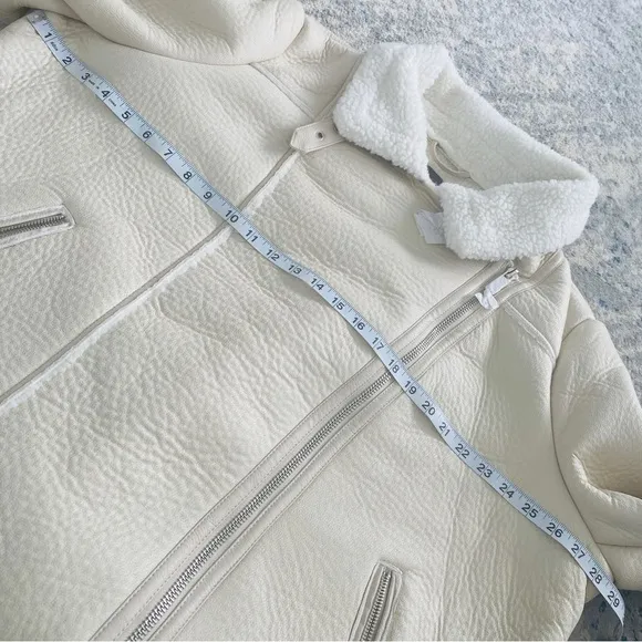 NEW Suede Sherpa Lined Winter Jacket Creamy White