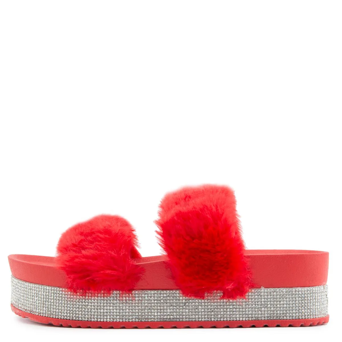Nighttime-03 Double Band Fur Sandals