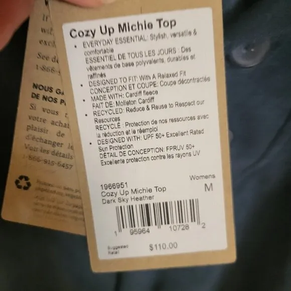 NWT PrAna Cozy Up Michie Top Sweater Dark Sky Heather  Size: Medium