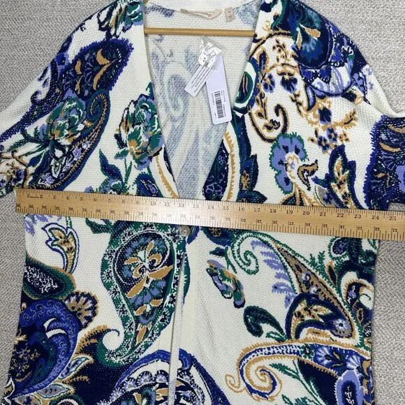 NWT Soft Surroundings Sz Cardigan Paisley Waffle Knit‎ Cotton Boho Beach Travel