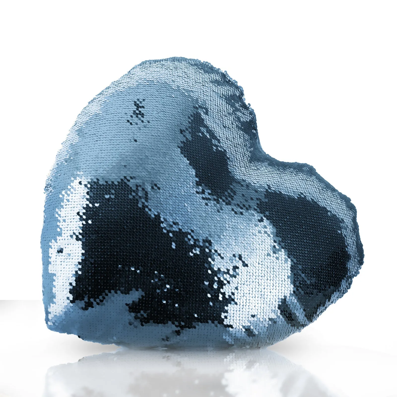Personalised Sequin Heart Cushion with Giraffe Blue Ice creams and Cute Text