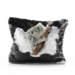 Personalised Sequin Zip Bag with Welcoming Text and Climbing Mum and Baby Koalas