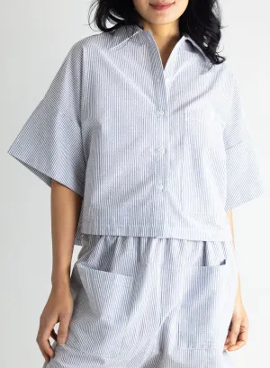 Petite Chemise - Navy Seersucker
