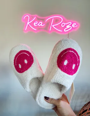 PINK SMILEY FACE SLIPPERS