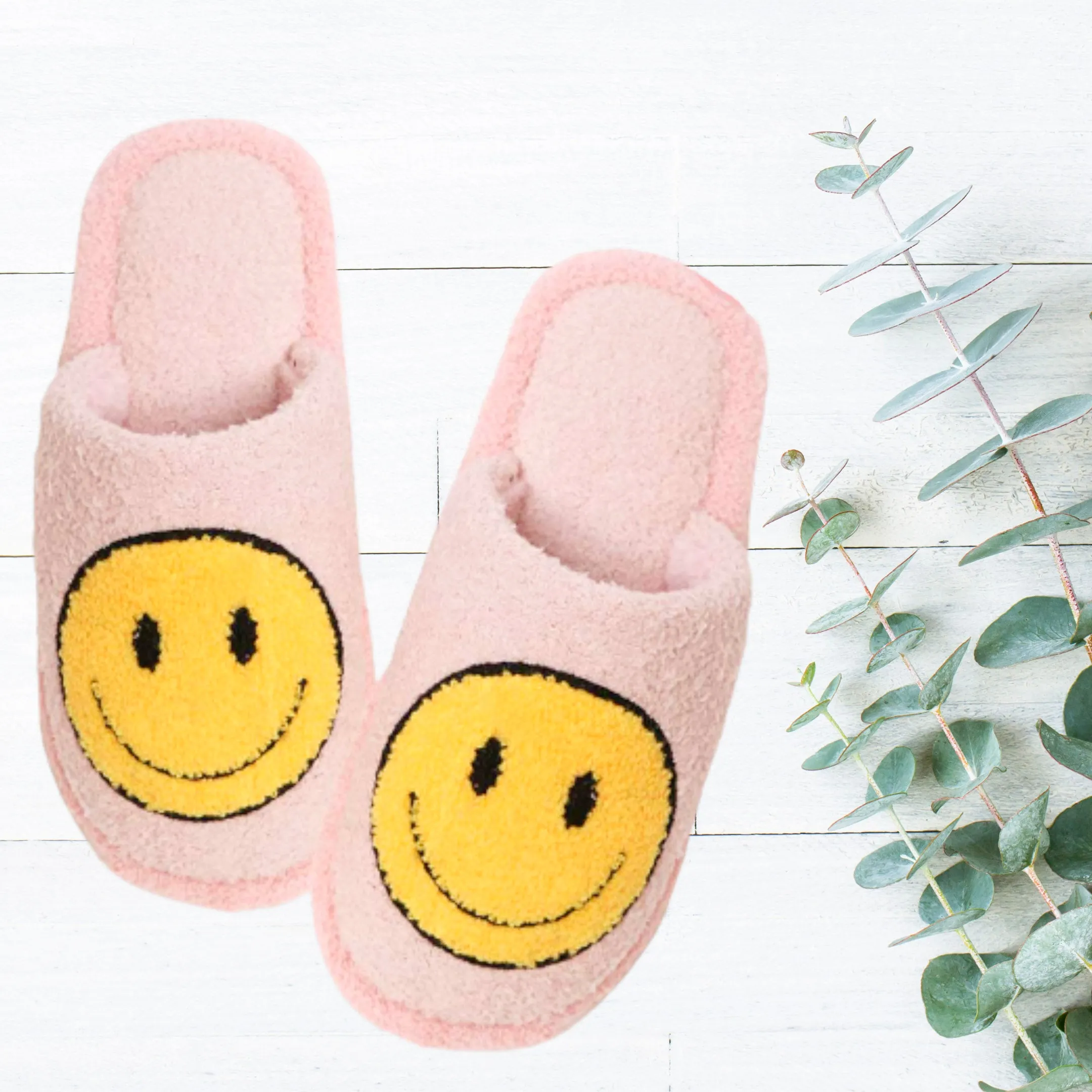 Pink Smiley Slippers