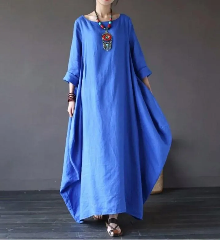 Plus Size Loose Linen Long Cozy Dresses