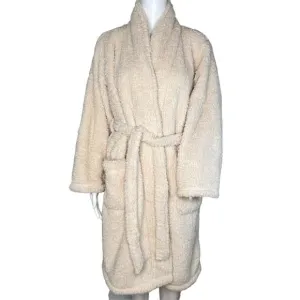 Pottery Barn Robe Womens Medium Teddy Bear Fleece Plush Cozy Bath Lounging