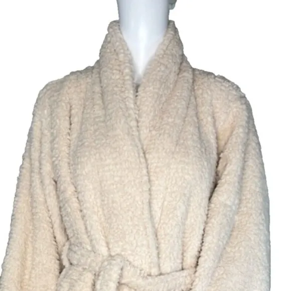 Pottery Barn Robe Womens Medium Teddy Bear Fleece Plush Cozy Bath Lounging