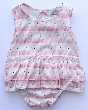 PREORDER! Clare Ruffle Bubble Romper - Pink Flamingo