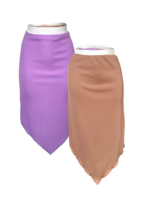 PURPLE/BROWN REVERSIBLE POINTED HEM SKIRT