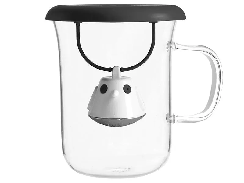 QDO Birdie Tea Cup Swing Nest Black with Infuser 5676510BK