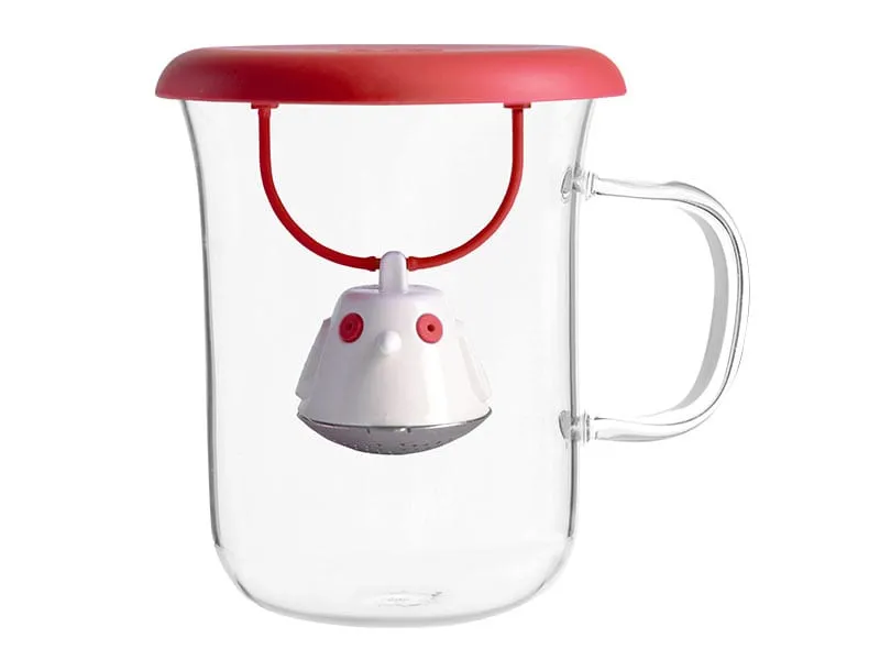 QDO Birdie Tea Cup Swing Nest Red with Infuser 5676510RD