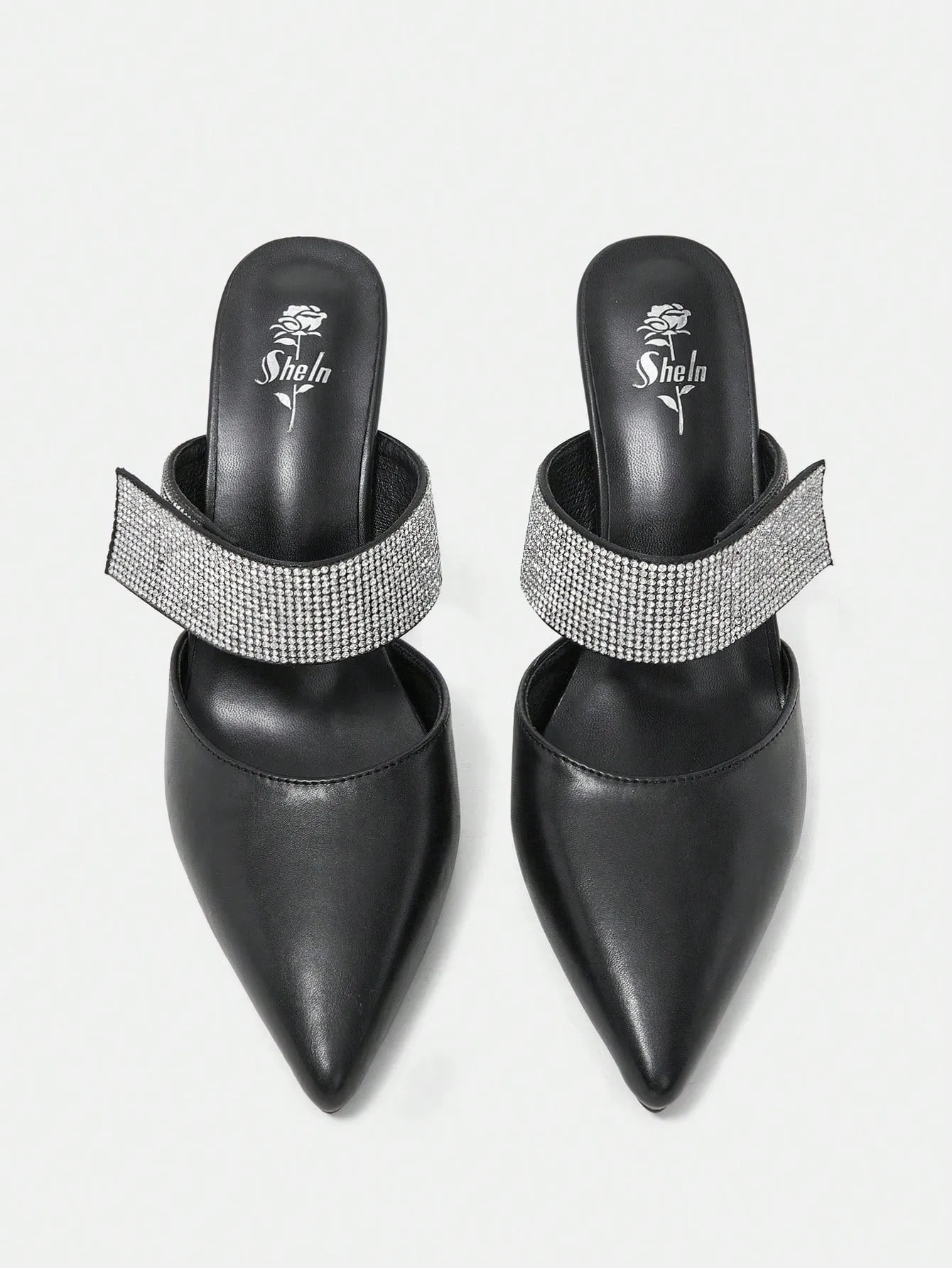 Rhinestone Decor Pointed Toe Stiletto Heels Shoes