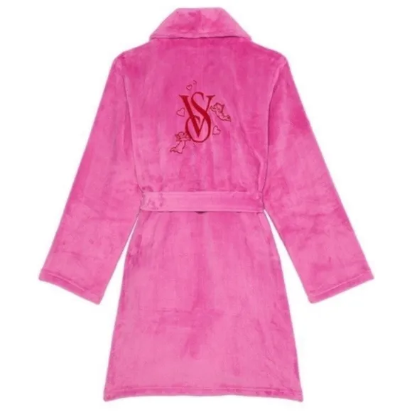 Robe Victoria’s Secret sexy cozy soft short robe size XS/S plush  pink peony🩷✨