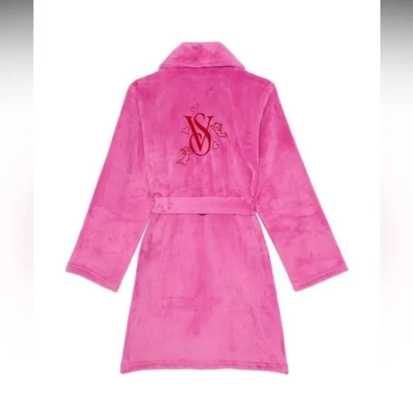 Robe Victoria’s Secret sexy cozy soft short robe size XS/S plush  pink peony🩷✨