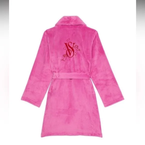 Robe Victoria’s Secret sexy cozy soft short robe size XS/S plush  pink peony🩷✨