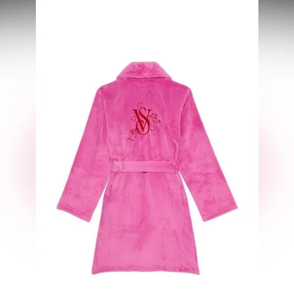 Robe Victoria’s Secret sexy cozy soft short robe size XS/S plush  pink peony🩷✨