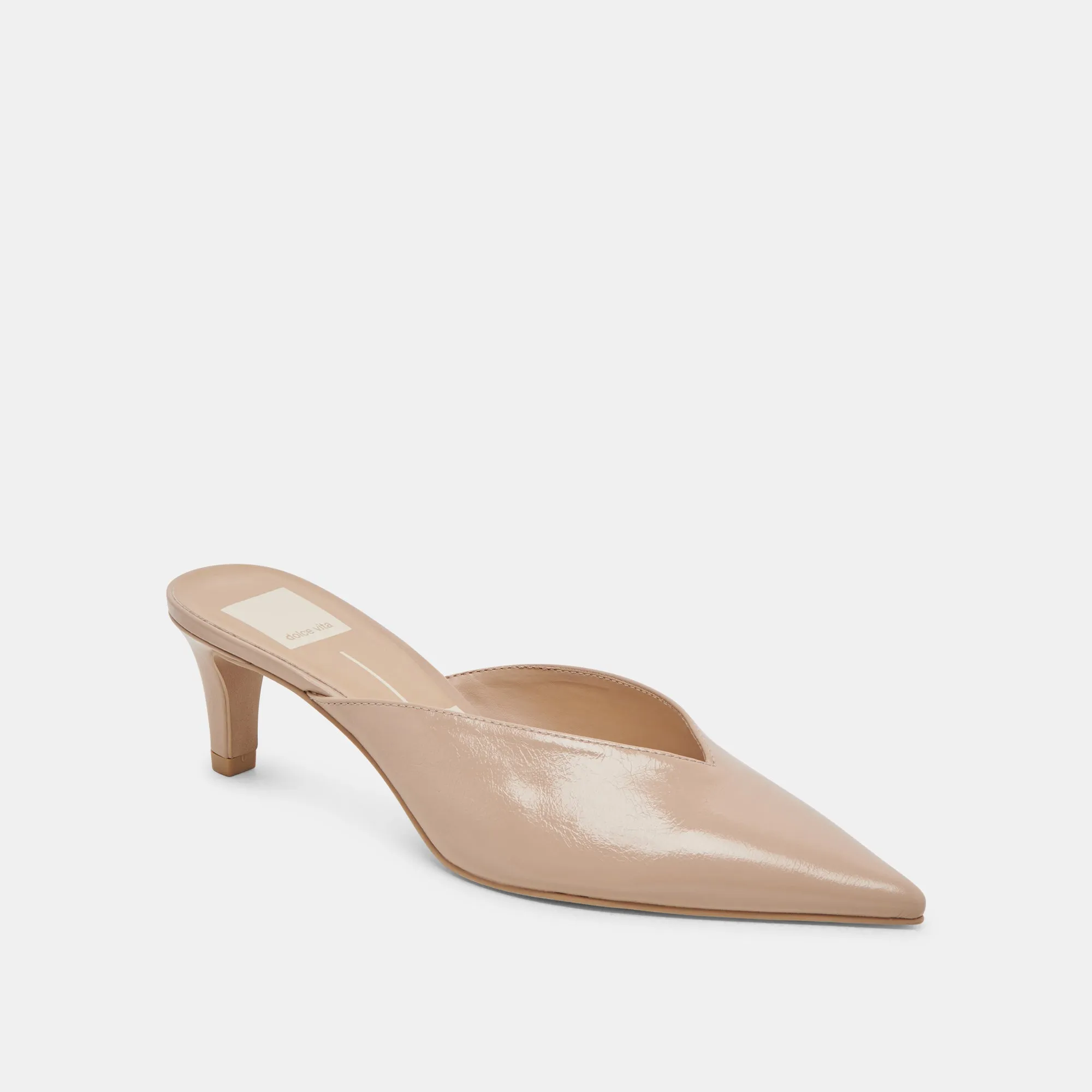 SARINA HEELS BEIGE CRINKLE PATENT