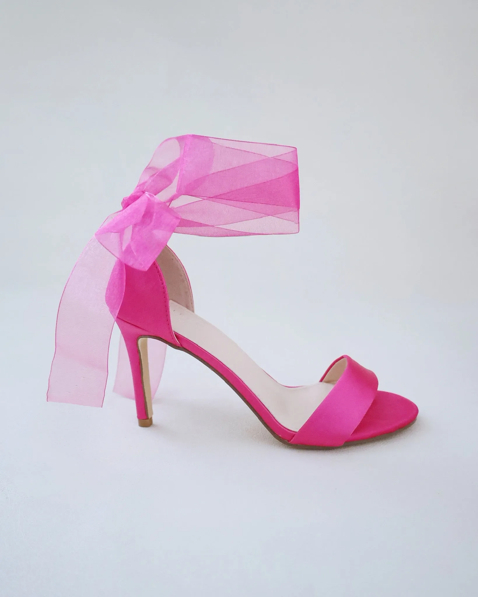 Satin High Heel Evening Sandals with Wrapped Ankle Tie