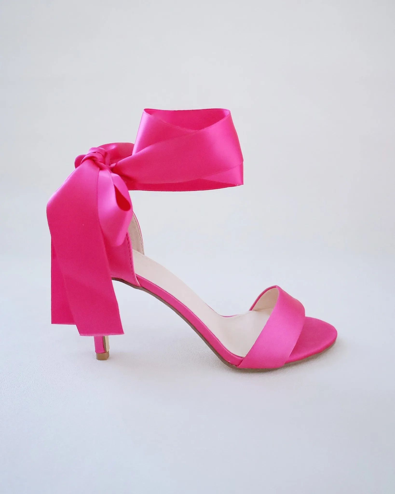 Satin High Heel Evening Sandals with Wrapped Ankle Tie