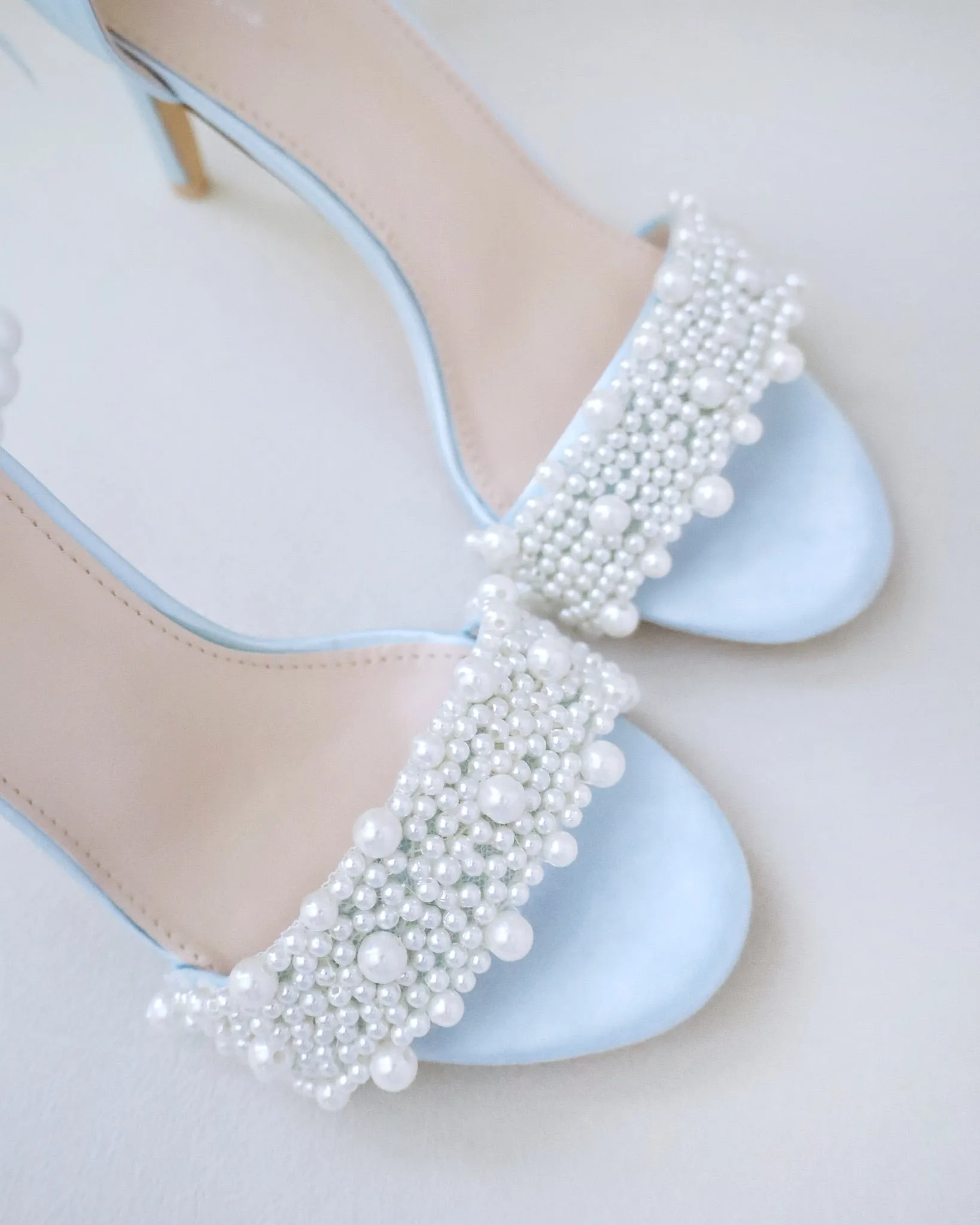 Satin High Heel Wedding Sandals with Perla Applique