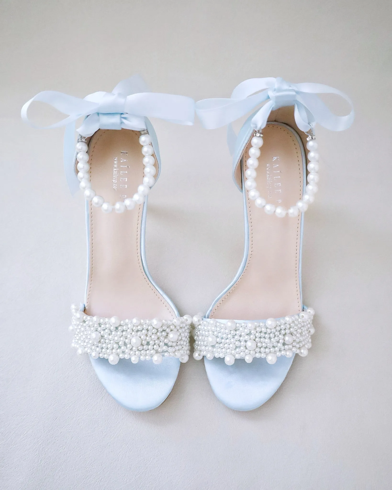 Satin High Heel Wedding Sandals with Perla Applique