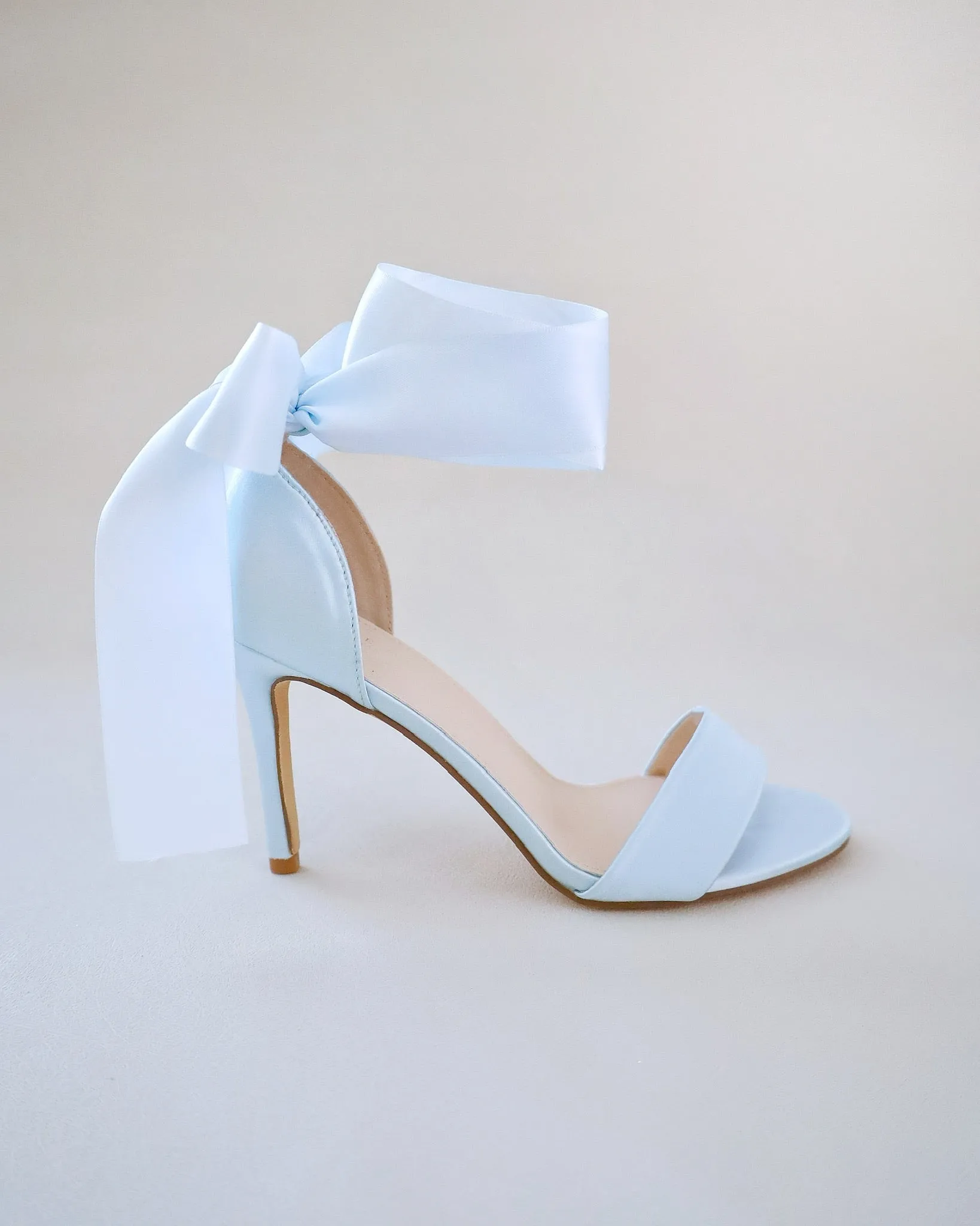 Satin High Heel Wedding Sandals with Wrapped Ankle Tie